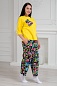 Пижама (джемпер и брюки) из кулирки Жасмин / Цветы на черном