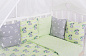 Набор в кроватку " Мишка в кепке" бортики-подушки зелёный