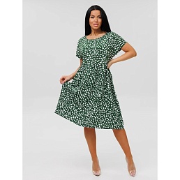 Женское платье Пл-102(Шт) / Зеленый (белые пятна)